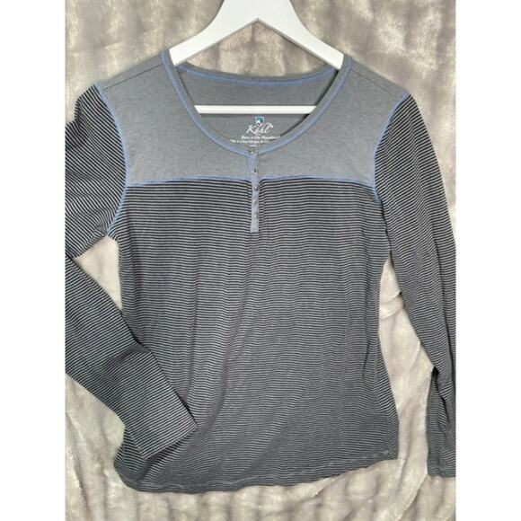 Kuhl Gray Striped Long Sleeve‎ Tee Shirt Women's Size M - Picture 2 of 3